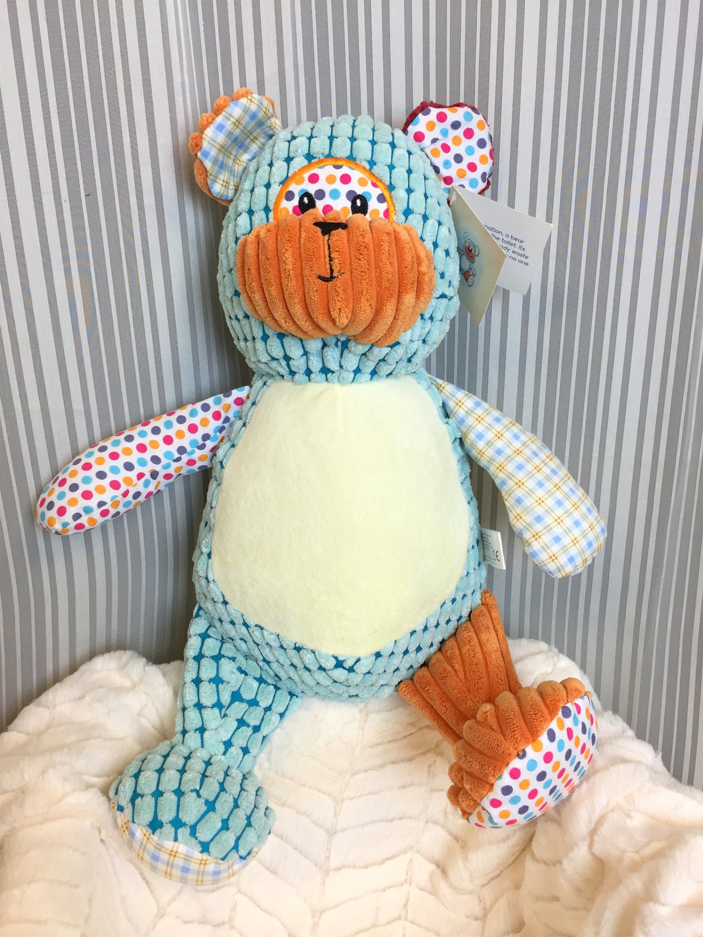 Personalized Stuffed Harlequin Blue Bear