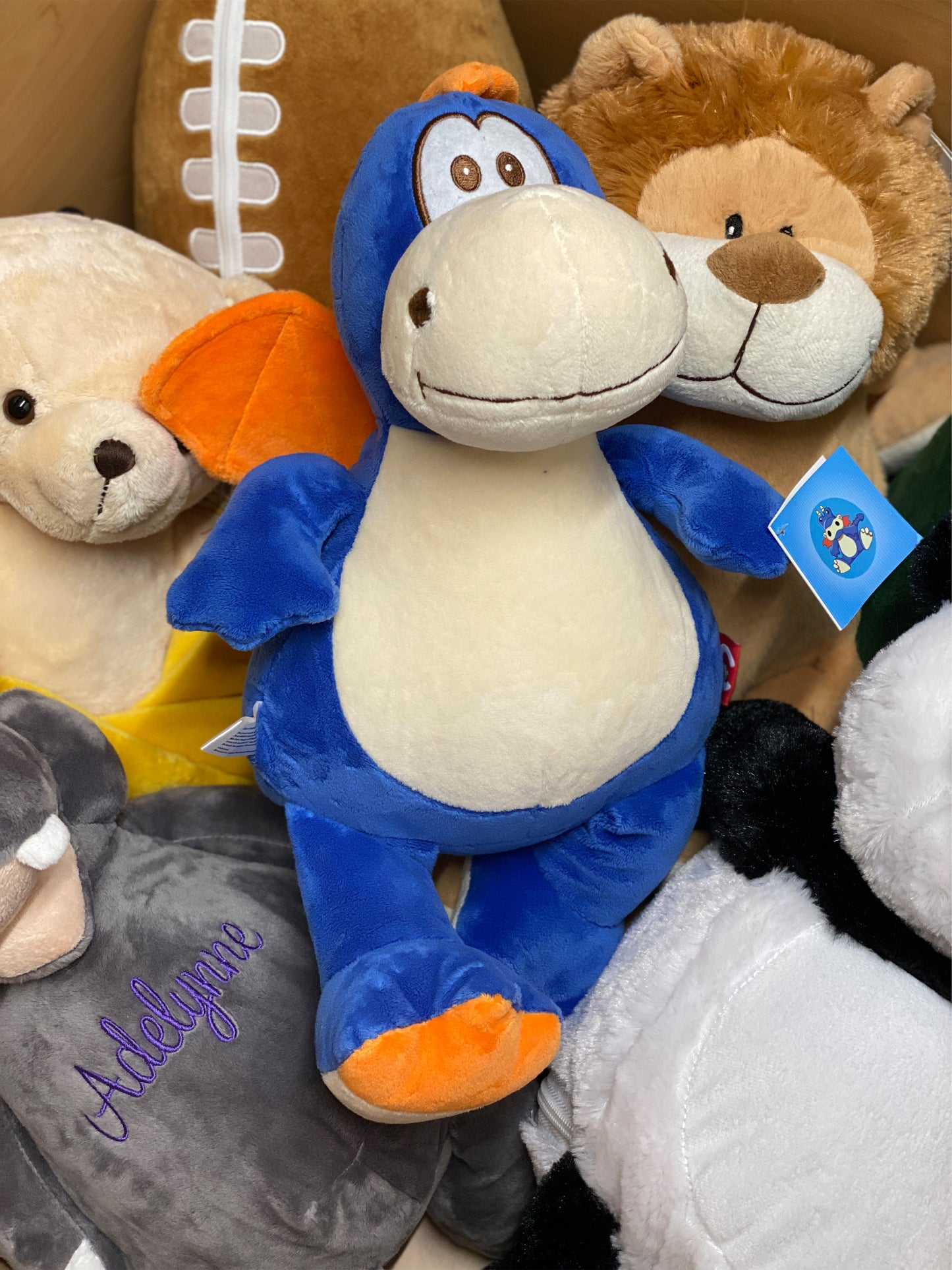 Personalized Stuffed Blue Dragon