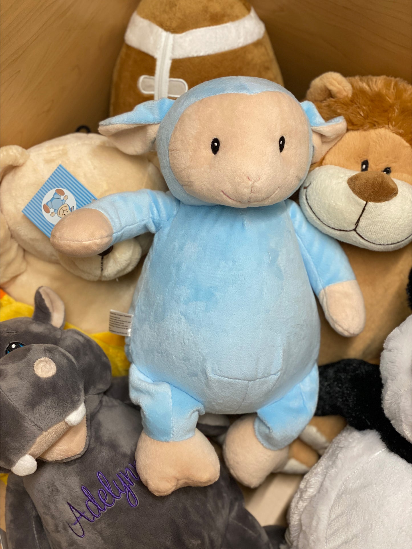 Personalized Stuffed Blue Lamb