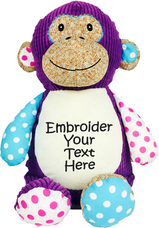 Personalized Stuffed Harlequin Purple Monkey