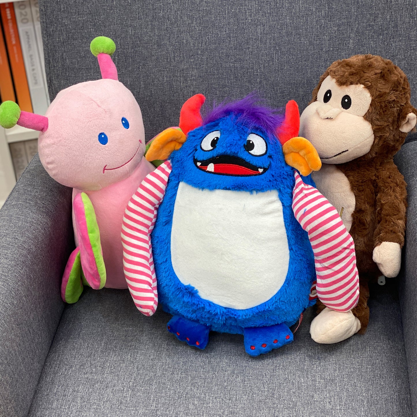 Personalized Stuffed Blue and Pink Monster
