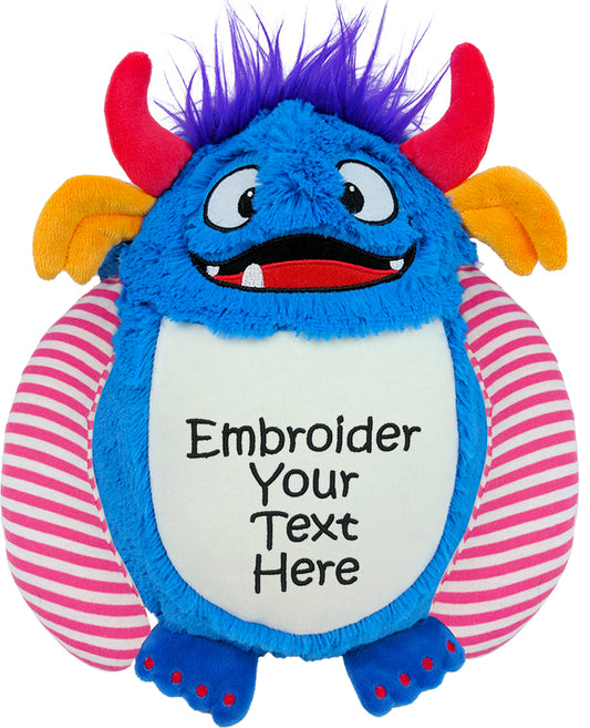 Personalized Stuffed Blue and Pink Monster