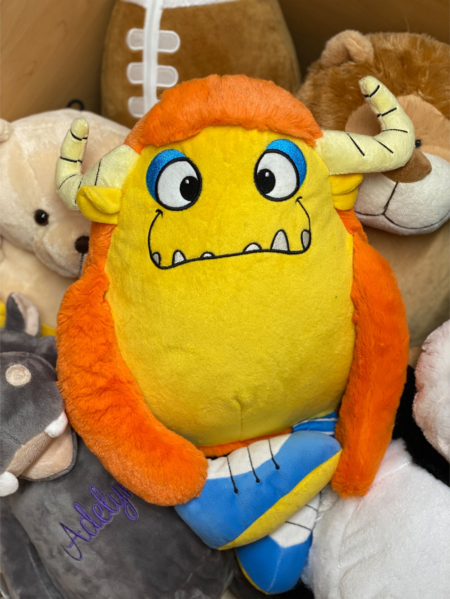 Personalized Stuffed Yellow and Orange Monster