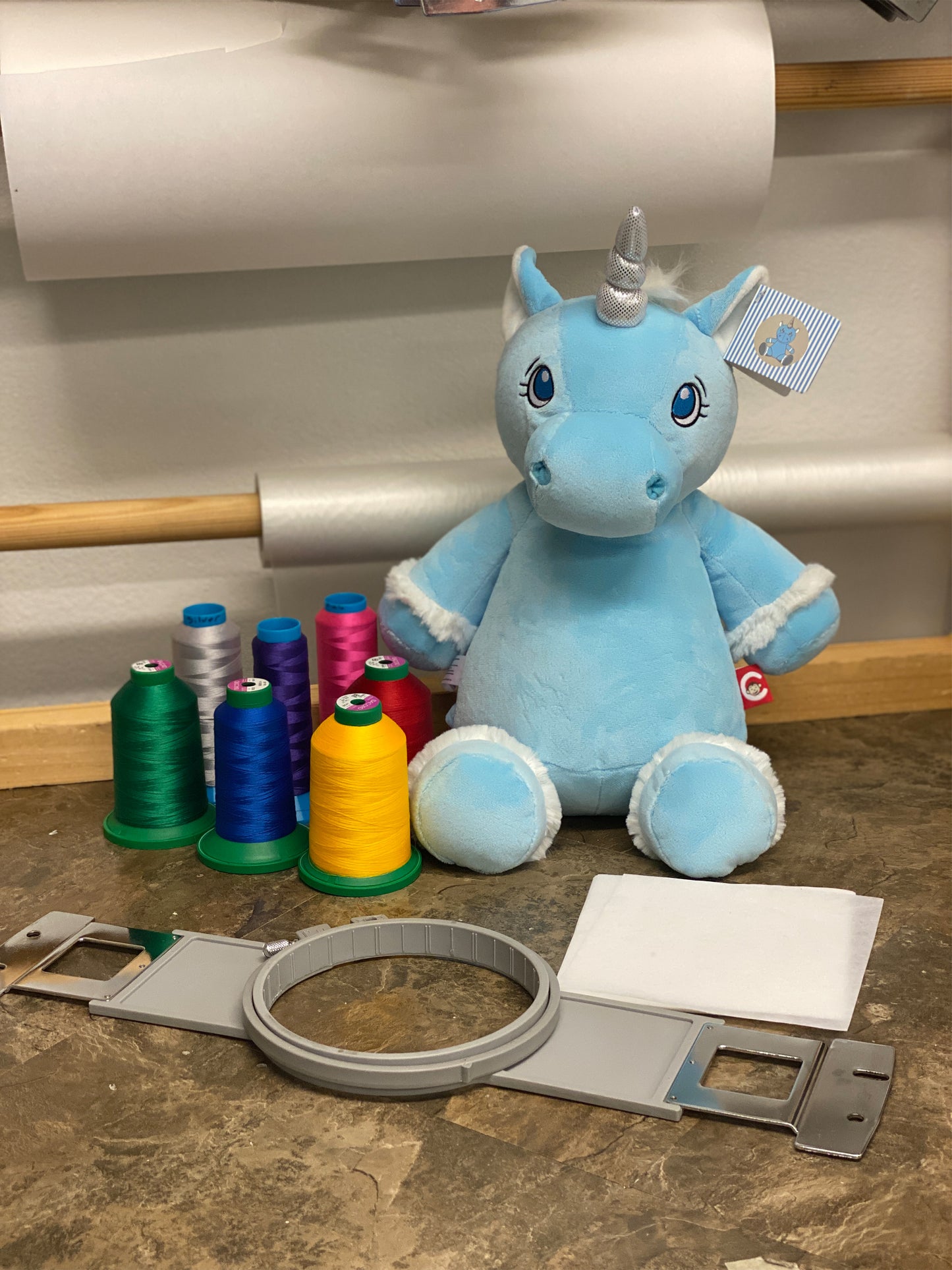 Personalized Stuffed Blue Unicorn