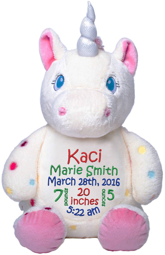 Personalized Stuffed Signature Polka Dot Unicorn