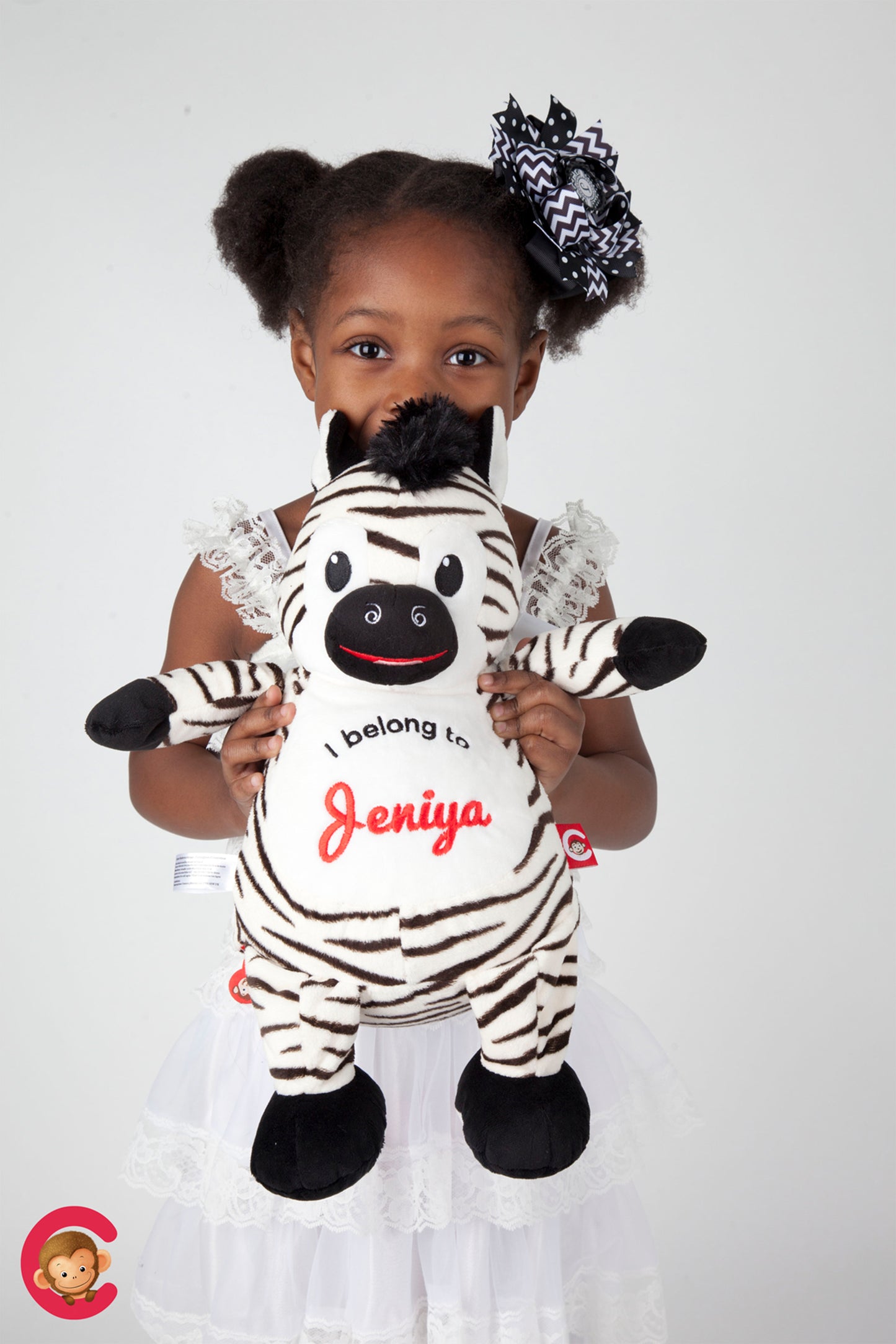 Personalized Stuffed Black and White Zebra