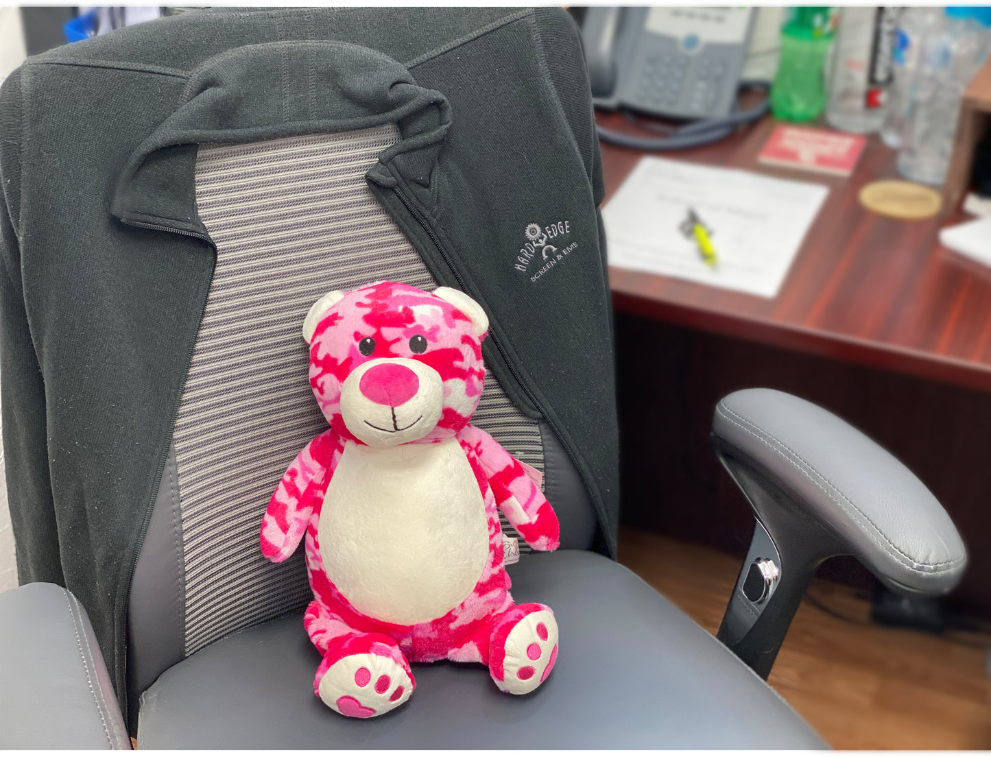 Personalized Stuffed Pink Camo Bear