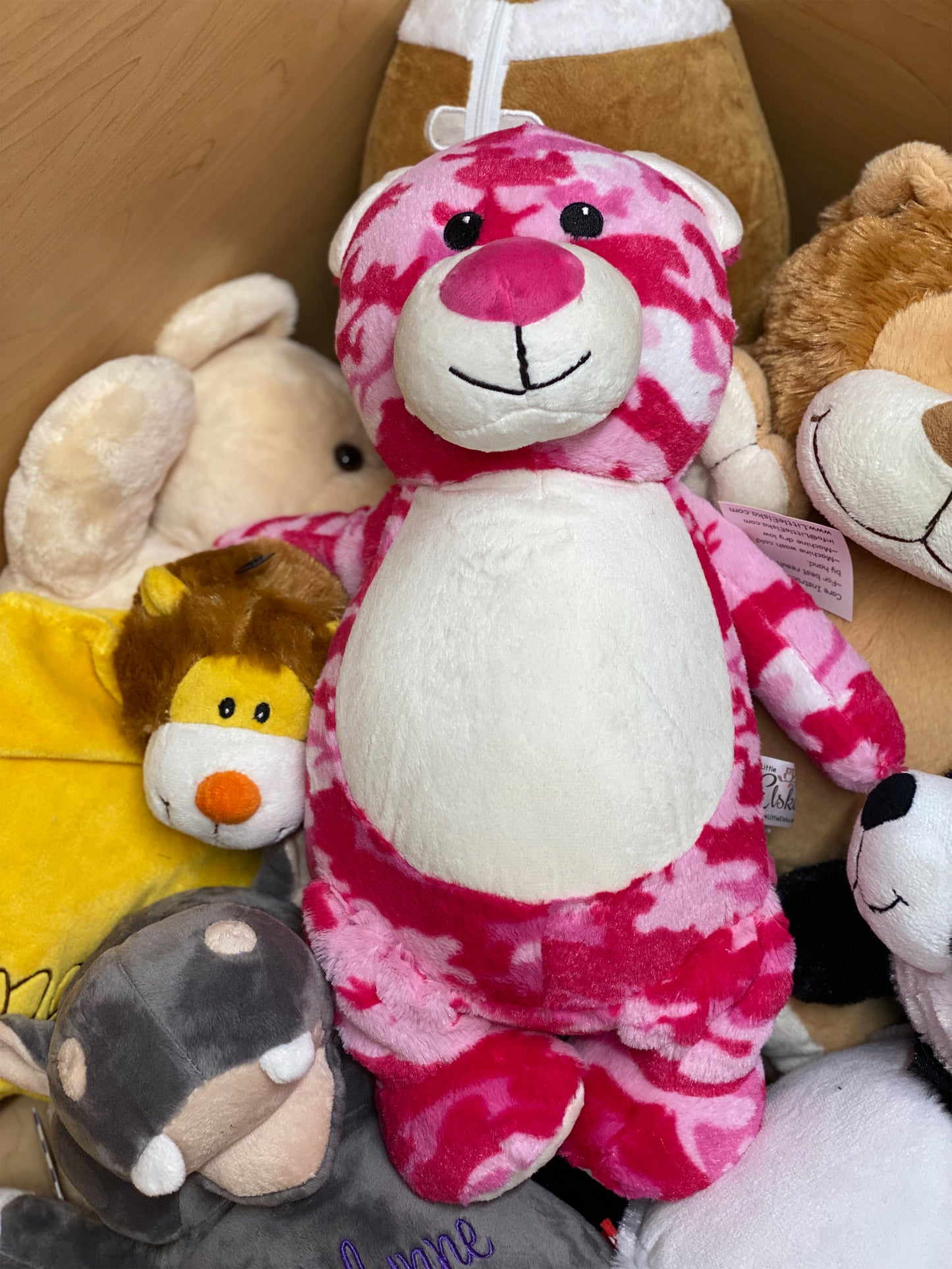 Personalized Stuffed Pink Camo Bear