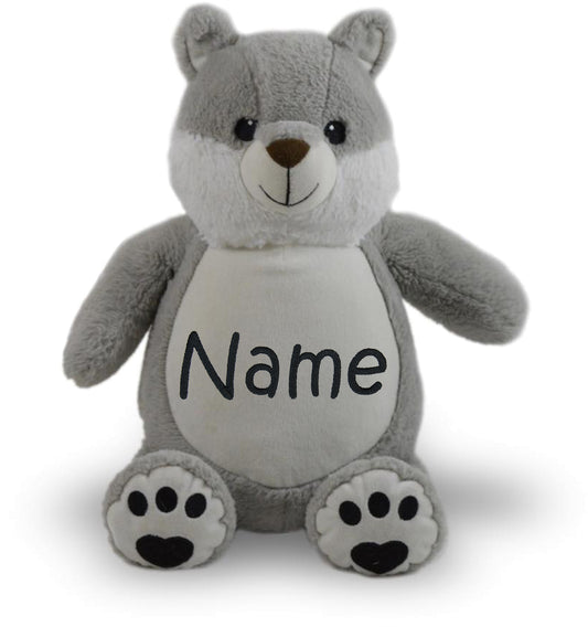 Personalized Stuffed Gray Wolf