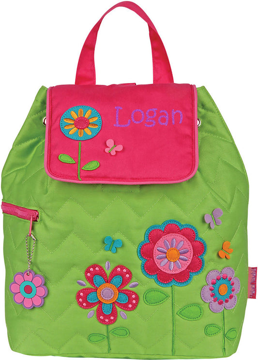 Personalized Stephen Joseph Quilted Backpack, Flower