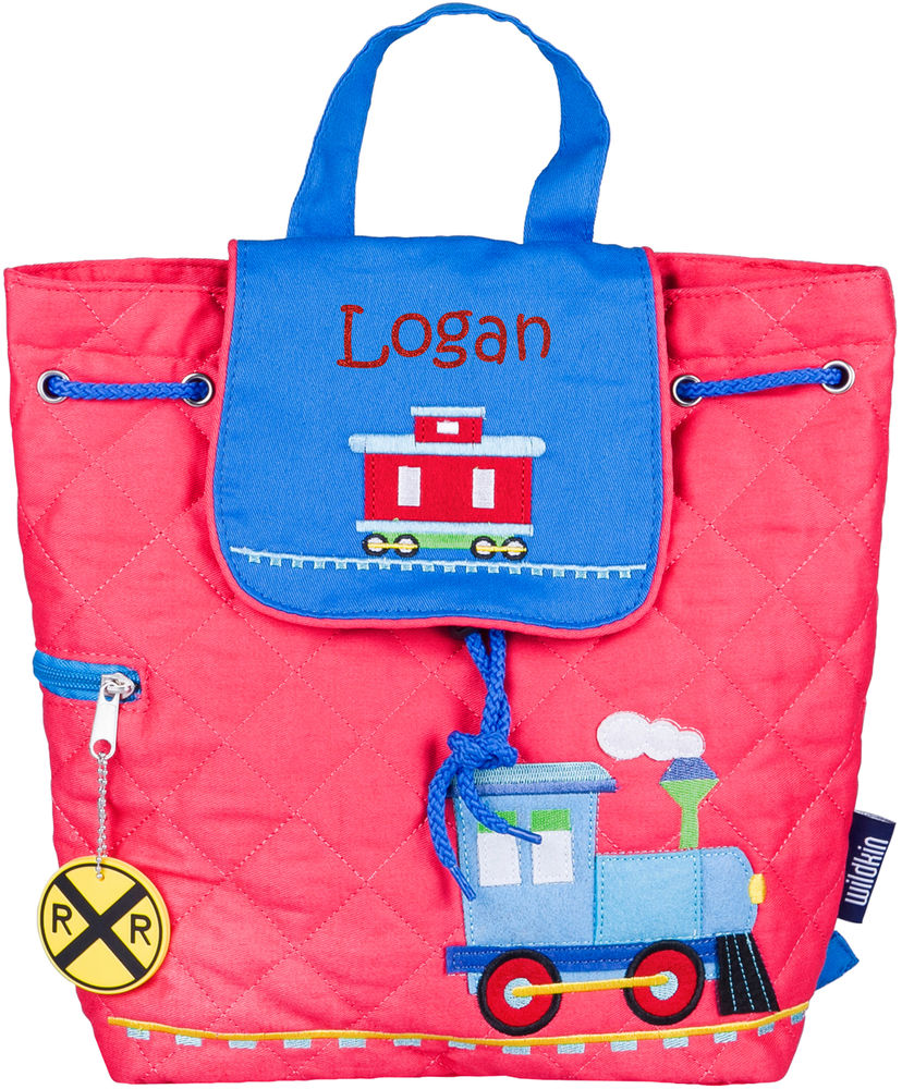 Personalized Wildkin Drawstring Quilted Backpack, Trains, Planes & Trucks