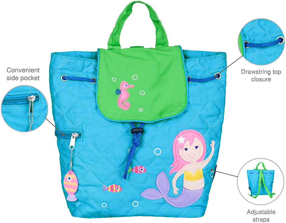 Personalized Wildkin Drawstring Quilted Backpack, Mermaids