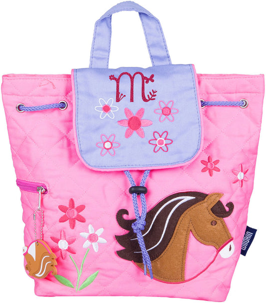 Personalized Wildkin Drawstring Quilted Backpack, Horses