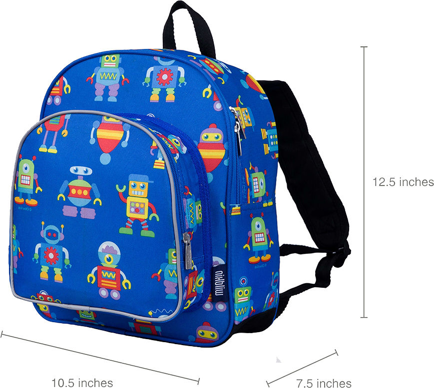 Personalized Wildkin Pack 'n Snack 12 Inch Backpack, Robots