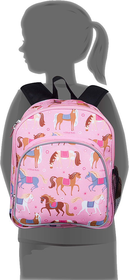 Personalized Wildkin Pack 'n Snack 12 Inch Backpack, Horses